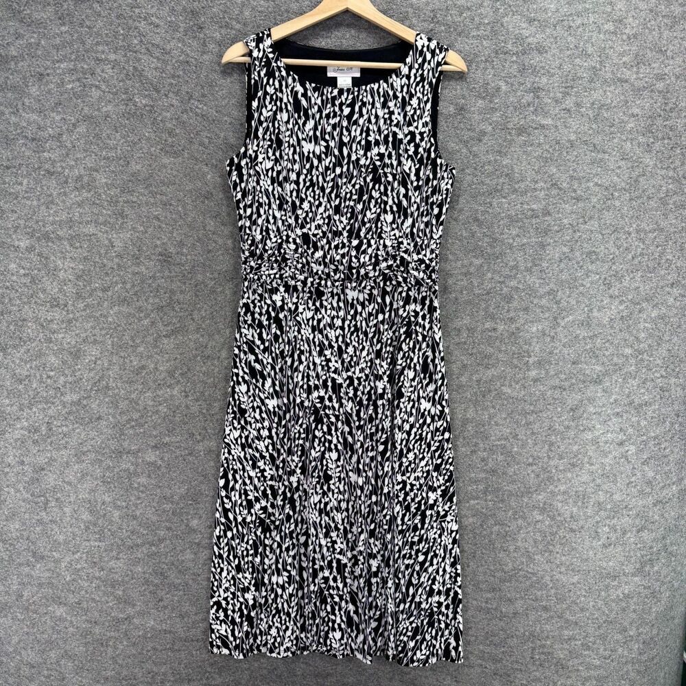 Jessica H Dress Women 10 Black Floral Maxi Long Sleeveless Lined Round Neck